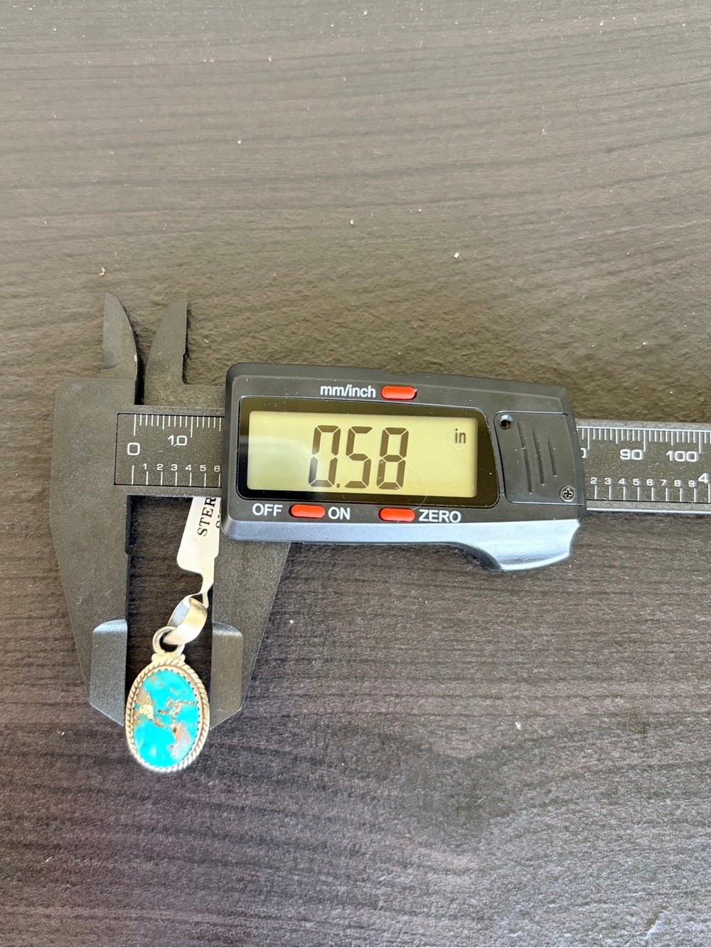 925 Sterling Silver Lone Mountain Turquoise Pendant - Picture 8 of 9